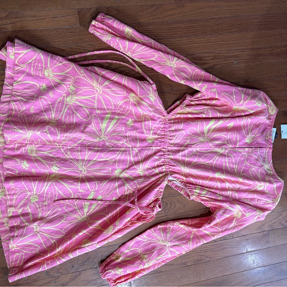 UNIVERSAL THREAD Women’s Large Floral Pink and Yellow Dress. Side Cutouts. NWT! - Picture 2 of 5